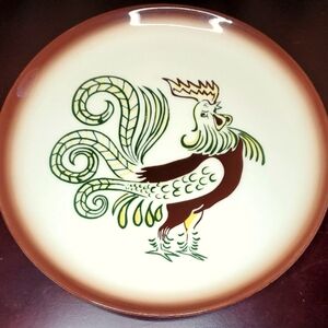 Vintage 50s Brock California Rooster Plate 11" Serving Farm Cottage